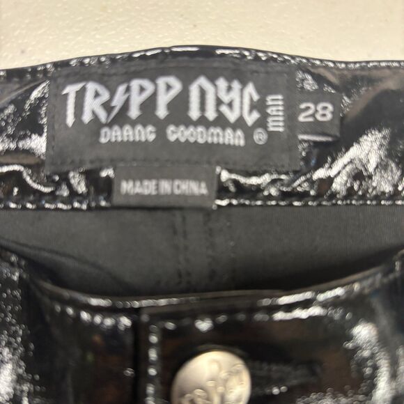 Tripp NYC Pants Mens 28 Black Skinny Leg Grunge Goth Vinyl 90s Vampire Punk - Picture 7 of 12